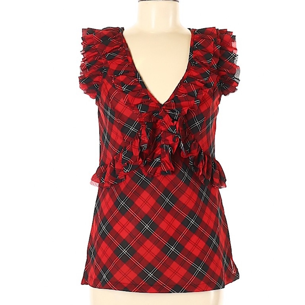 Ralph Lauren red plaid top